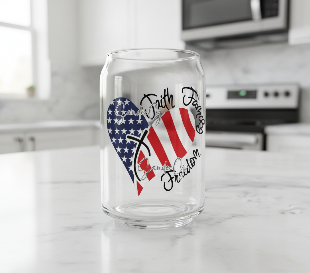 Faith, Family, Freedom Heart - UVDTF Decal for cups/hard surfaces sticker