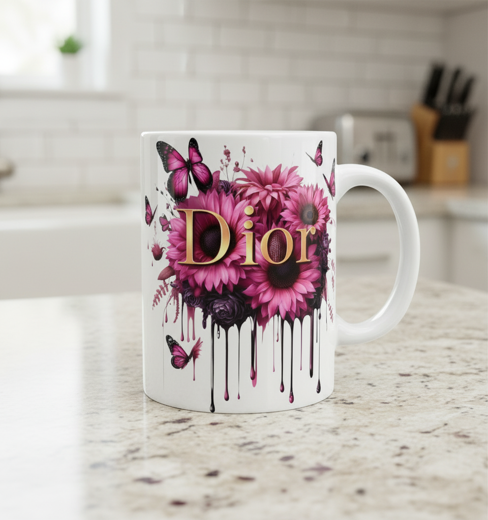 Dior Pink Flowers - UVDTF Decal for cups/hard surfaces sticker