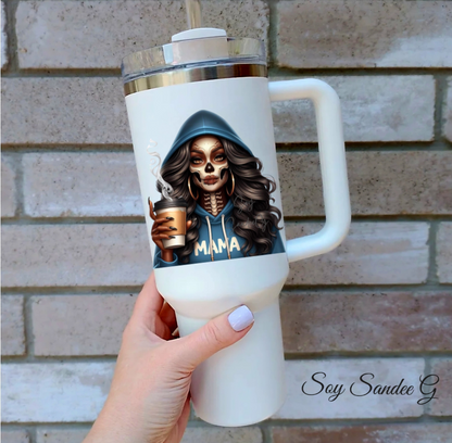 Blue Hoodie Mama Skully - UVDTF Decal for cups/hard surfaces sticker