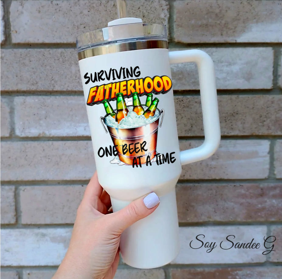 Surviving Fatherhood One Beer at a Time - UVDTF Decal for cups/hard surfaces sticker