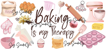 Baking is my Therapy - UVDTF Wrap for cups/hard surfaces sticker