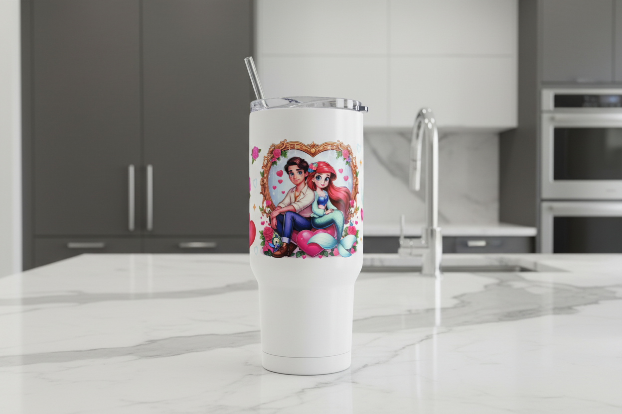 Ariel & her Prince Heart - UVDTF wrap for cups/hard surfaces sticker