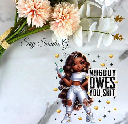 Nobody Owes You Shit (White) - UVDTF Decal for cups/hard surfaces sticker