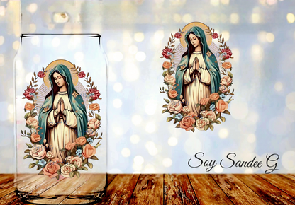 Calcomanía UVDTF Virgen María y Rosas