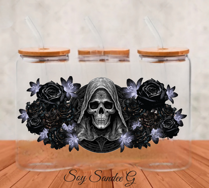 Gothic Skull &amp; Black Roses - UVDTF Wrap for cups/hard surfaces sticker