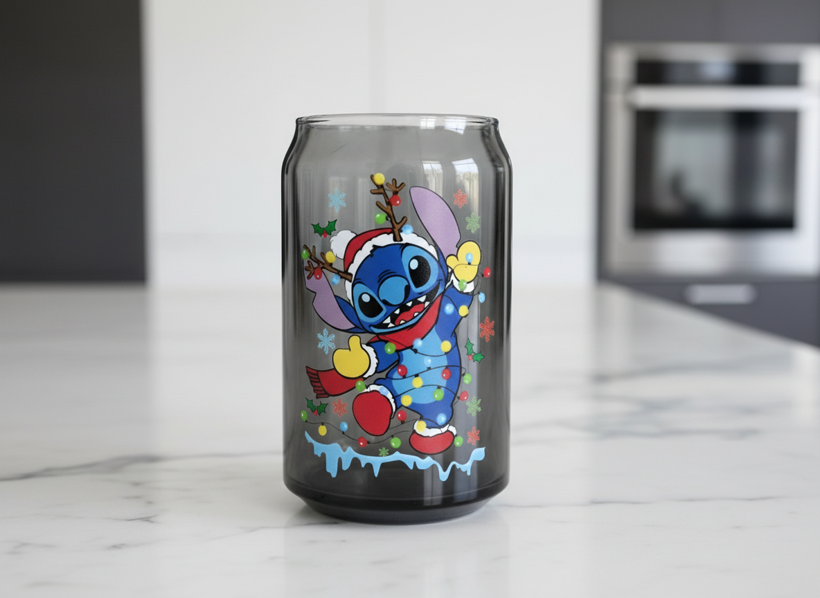 Calcomanía UVDTF con luces de punto de reno