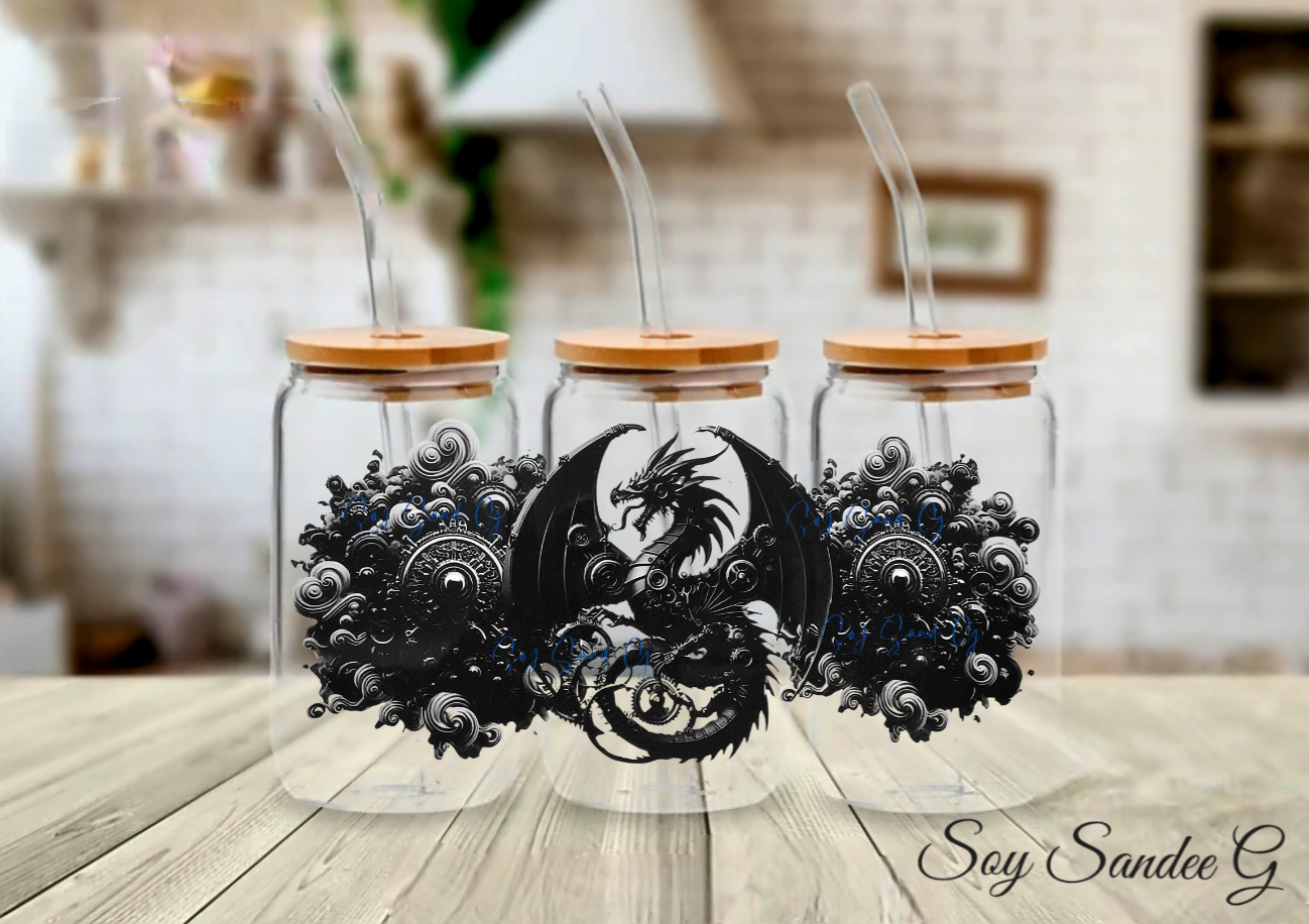 Black Metallic Dragon - UVDTF Wrap for cups/hard surfaces sticker