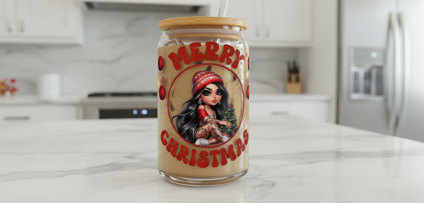 Merry Christmas Red & Gold Ornaments - UVDTF Wrap for cups/hard surfaces sticker