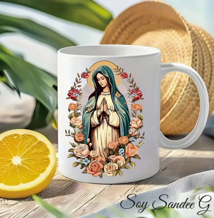 Calcomanía UVDTF Virgen María y Rosas