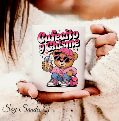 Cafecito y Chisme Bear - UVDTF Wrap for cups/hard surfaces sticker