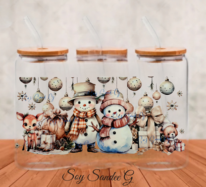 Beige Snowman Couple - UVDTF Wrap for cups/hard surfaces sticker