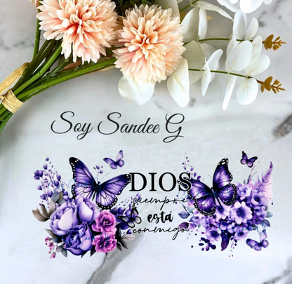 Envoltura UVDTF con mariposas moradas de Dios