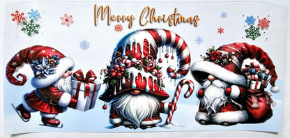 Merry Christmas Red Gnomes - UVDTF Wrap for cups/hard surfaces sticker