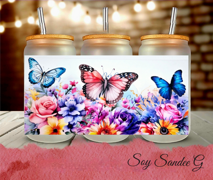 Bright Flowers & 3 Butterflies - UVDTF Wrap for cups/hard surfaces sticker