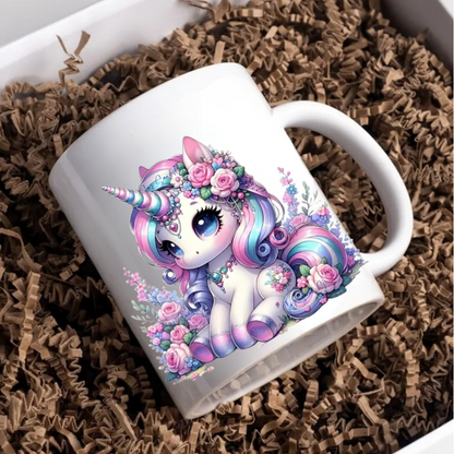 Cute Teal, Pink & Purple Hair Unicorn - UVDTF Decal for cups/hard surfaces