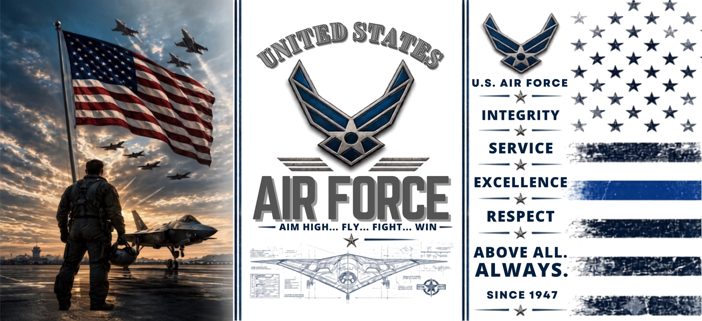 Air Force - UVDTF Wrap for cups/hard surfaces sticker