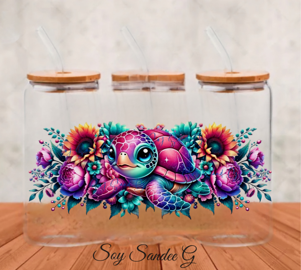 Neon Turtle - UVDTF Wrap for cups/hard surfaces sticker