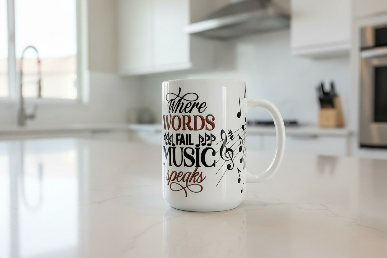 Where Words Fail Music Speaks - UVDTF wrap for cups/hard surfaces sticker