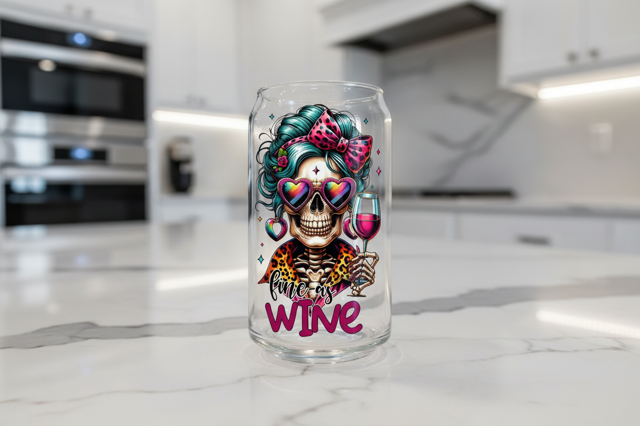 Fine as Wine Skeleton - UVDTF Decal for cups/hard surfaces sticker