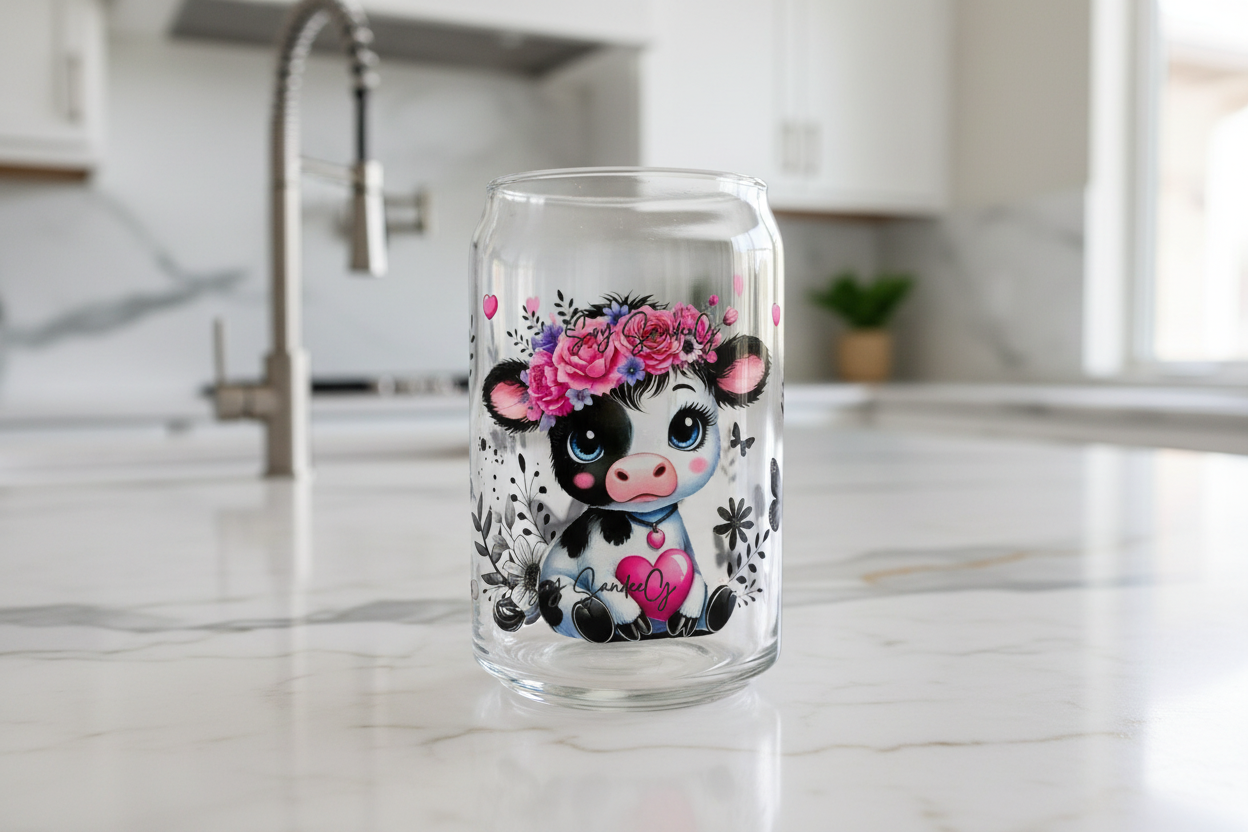 Flowered Tiara Cow - UVDTF Wrap for cups/hard surfaces sticker