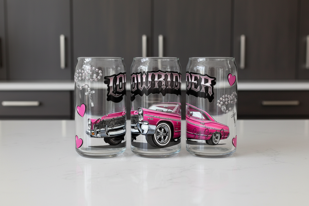 Pink Lowrider - UVDTF Wrap for cups/hard surfaces sticker