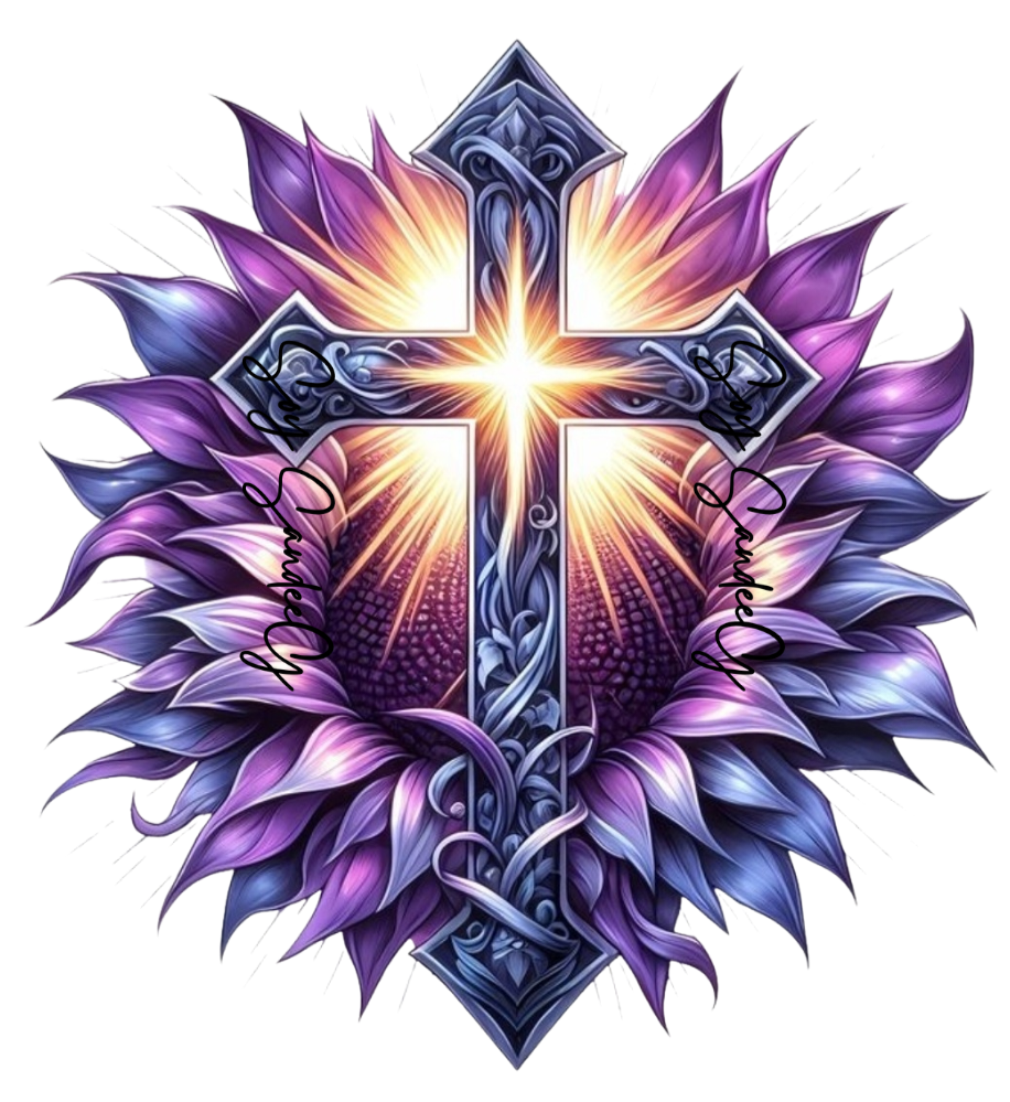 Purple Cross Sunflower - UVDTF Decal for cups/hard surfaces sticker