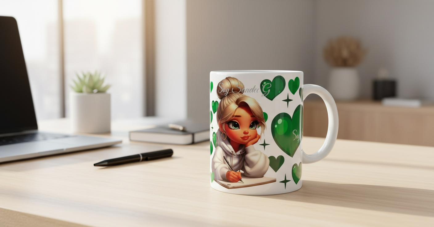 Green Writing Cutie - UVDTF Wrap for cups/hard surfaces sticker