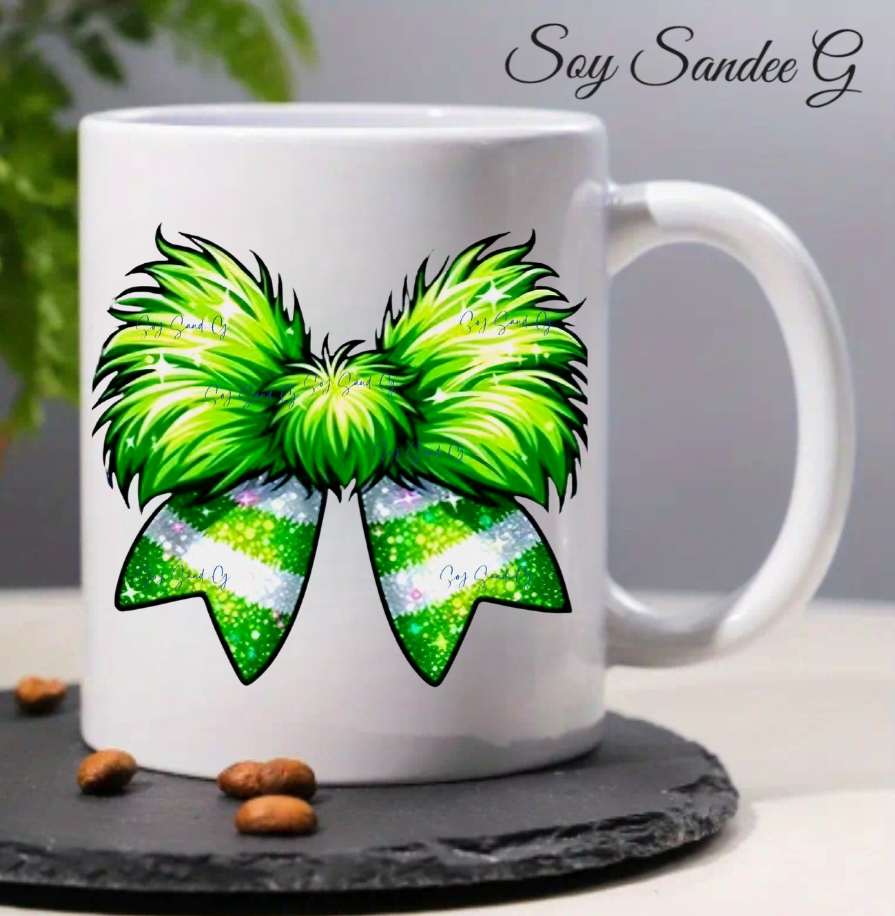 Green & White Fluffy Bow -  UVDTF Decal for cups/hard surfaces sticker