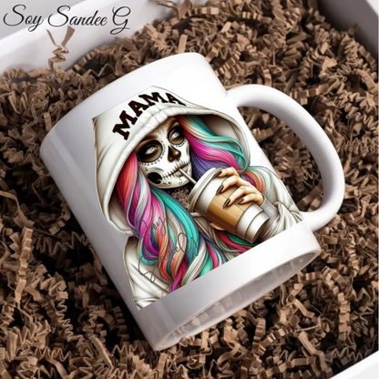 Beige Hoodie Mama Skully - UVDTF Decal for cups/hard surfaces sticker
