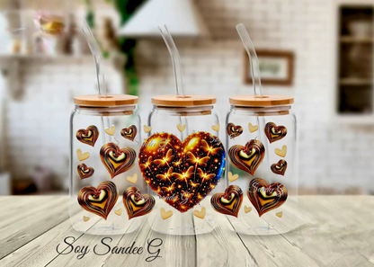 Golden Hearts - UVDTF Wrap for cups/hard surfaces sticker