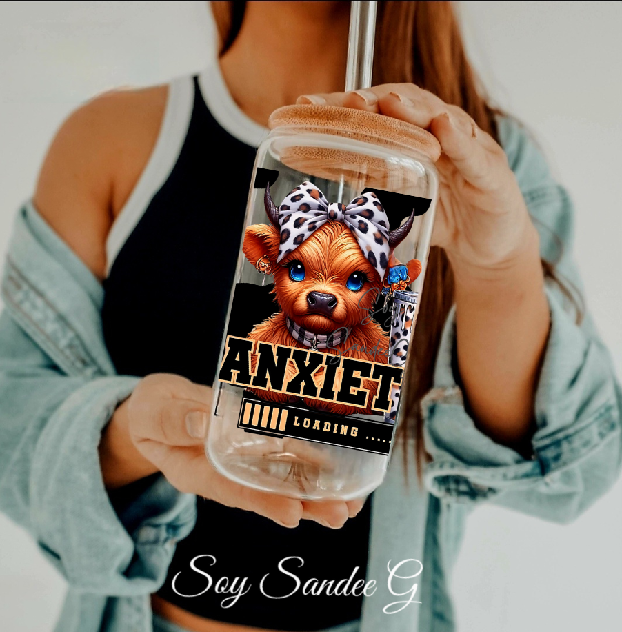 Anxiety Loading Cow - UVDTF Wrap for cups/hard surfaces sticker