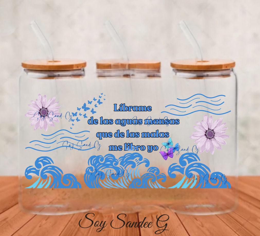 Líbrame de las Aguas Mansas (Free me from...) - UVDTF Wrap for cups/hard surfaces sticker