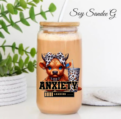 Calcomanía UVDTF de vaca ansiosa