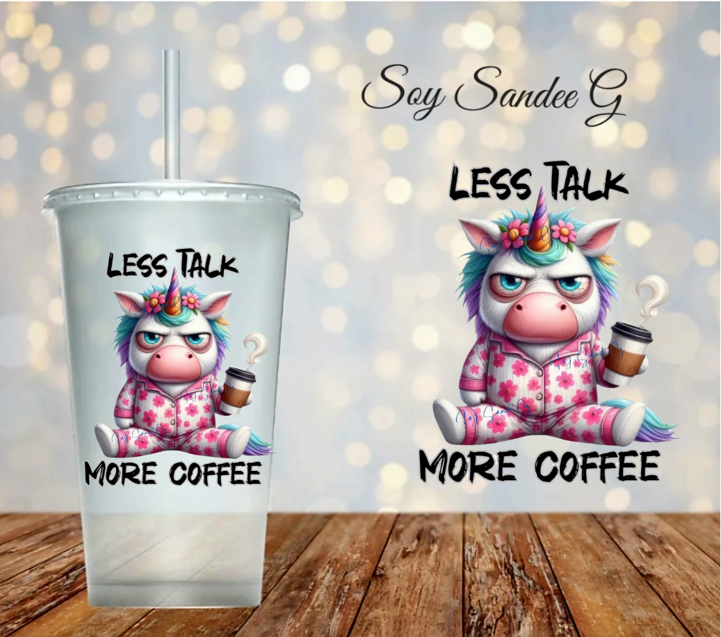 Less Talk More Coffee Unicorn - UVDTF Decal for cups/hard surfaces sticker