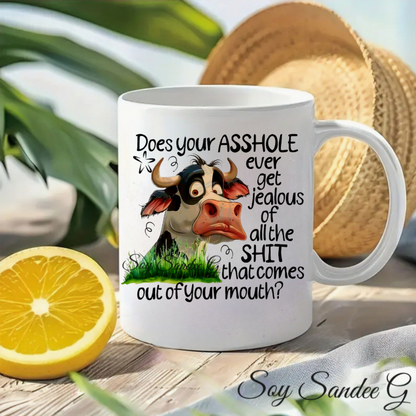 Does Your Asshole Ever Get Jealous Cow - UVDTF Decal for cups/hard surfaces sticker