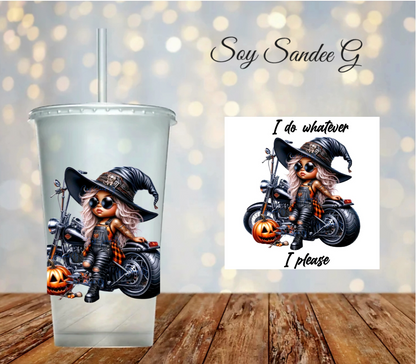 Calcomanía UVDTF de chica en motocicleta