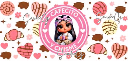 Cafecito Cutie - UVDTF Wrap for cups/hard surfaces sticker