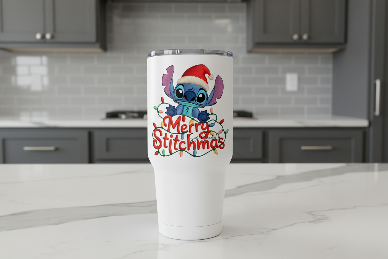 Embroidered Stitch Merry Christmas - UVDTF Decal for cups/hard surfaces sticker