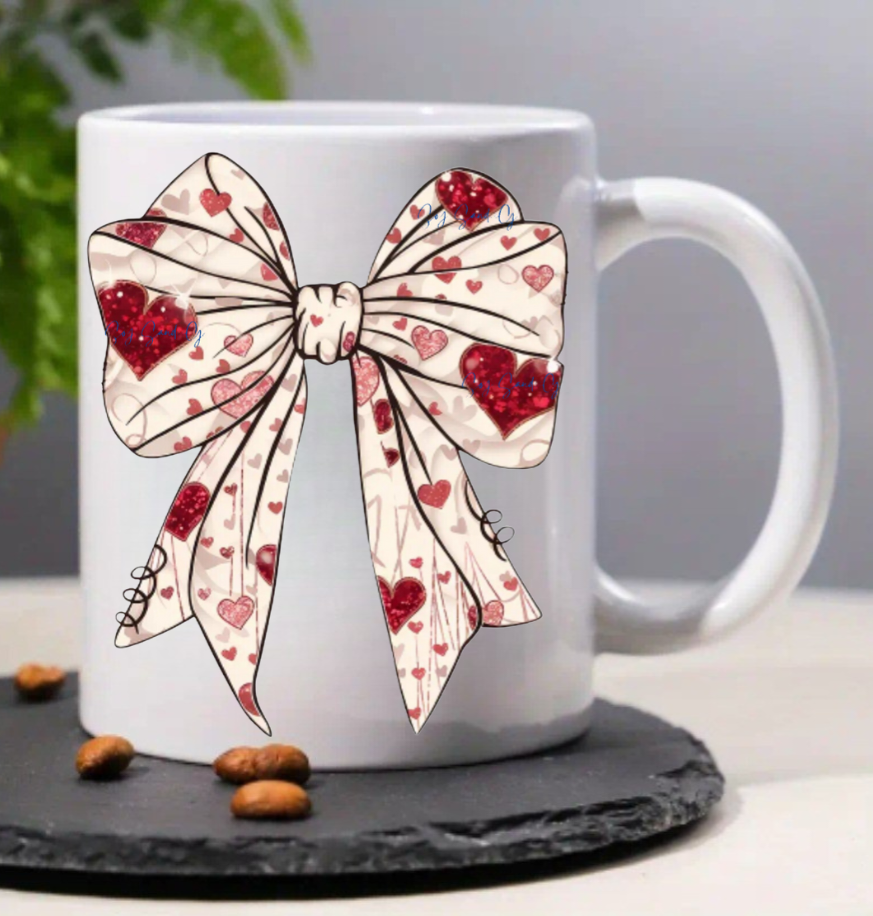 Beige Hearts Coquette Bow - UVDTF Decal for cups/hard surfaces