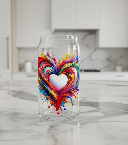 White Centered Heart - UVDTF Decal for cups/hard surfaces sticker