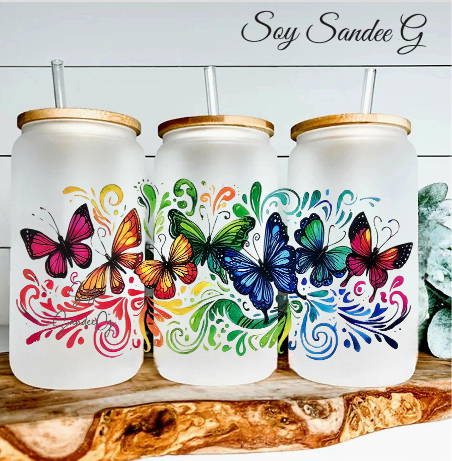 Envoltura UVDTF con mariposas de color azul oscuro