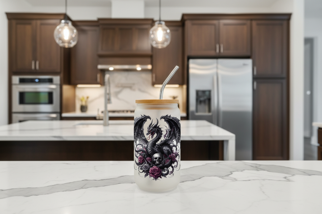 Black Dragon & Roses - UVDTF Decal for cups/hard surfaces sticker