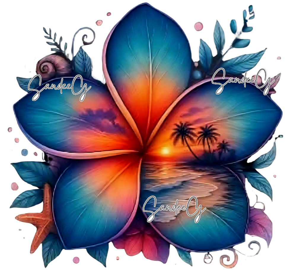 Hibiscus #3 - UVDTF Decal for cups/hard surfaces sticker