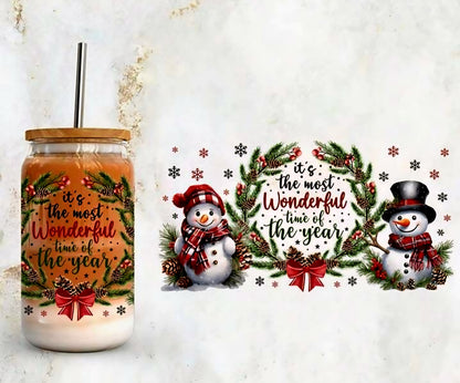 It's the Most Wonderful Time of the Year Snowmen - UVDTF Wrap for cups/hard surfaces sticker