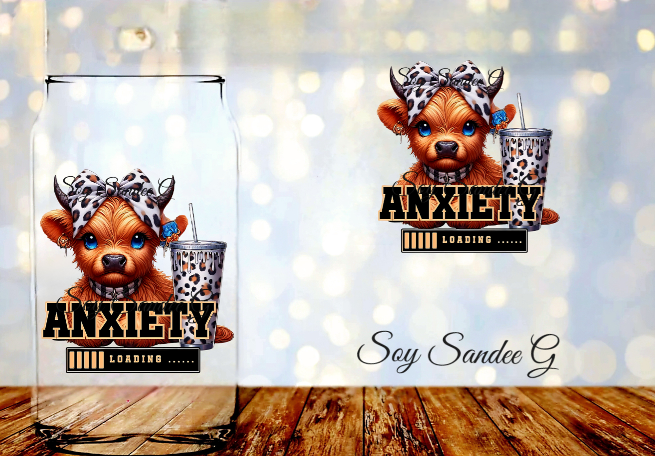 Calcomanía UVDTF de vaca ansiosa