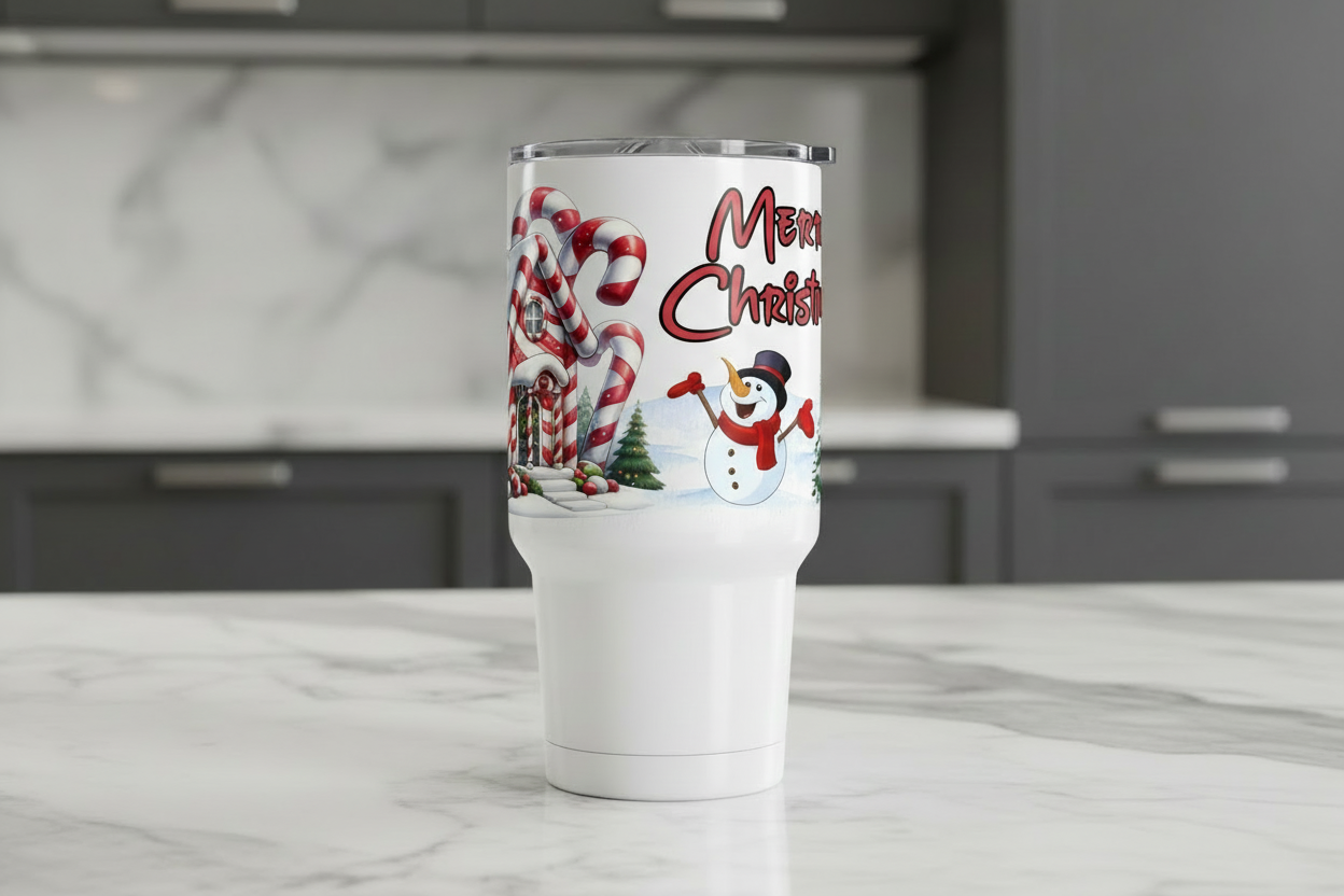 Merry Christmas Candy Cane House - UVDTF Wrap for cups/hard surfaces sticker