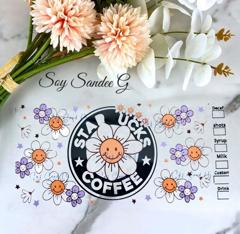 Starbucks Daisy Flower - UVDTF Wrap for cups/hard surfaces