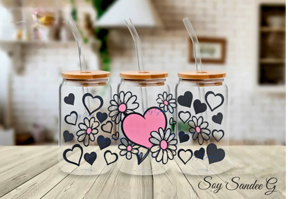 Manta UVDTF de corazones y margaritas