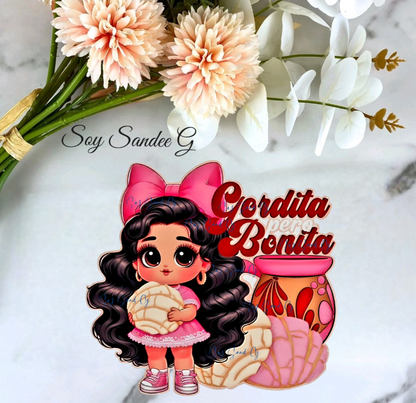 Pink Gordita pero Bonita Girl - UVDTF Decal for cups/hard surfaces