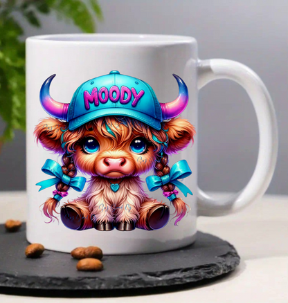 Moody Cow Teal Hat - UVDTF Decal for cups/hard surfaces sticker
